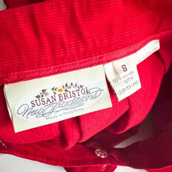 Susan Bristol Red Corduroy Patchwork Beaded Midi Skirt 8 - Picture 10 of 10